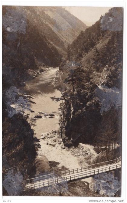 Hozu River near Kyoto Japan, Postally Used 1930 Vintage Real Photo Postcard