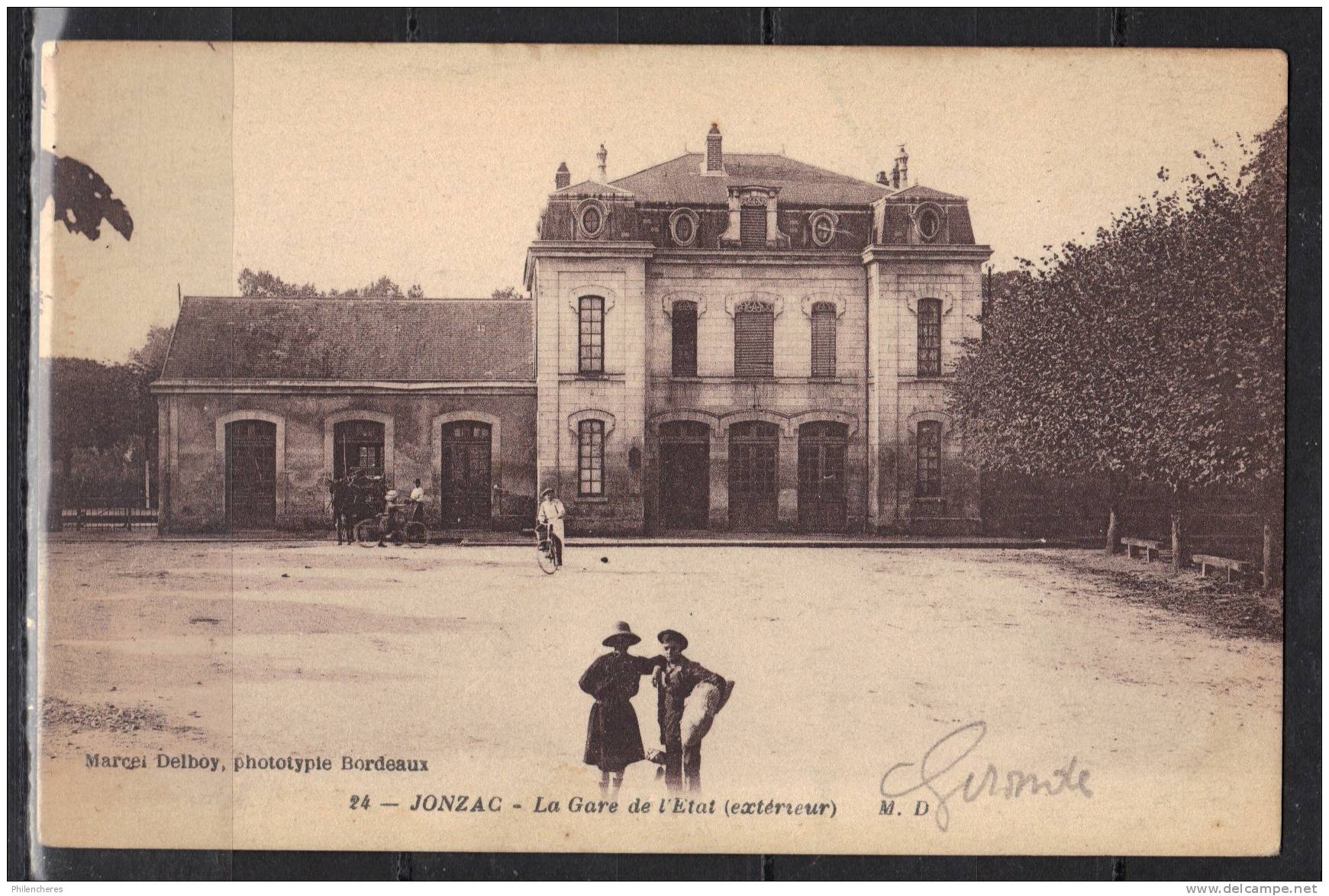 JONZAC CPA 191? la gare de l´état