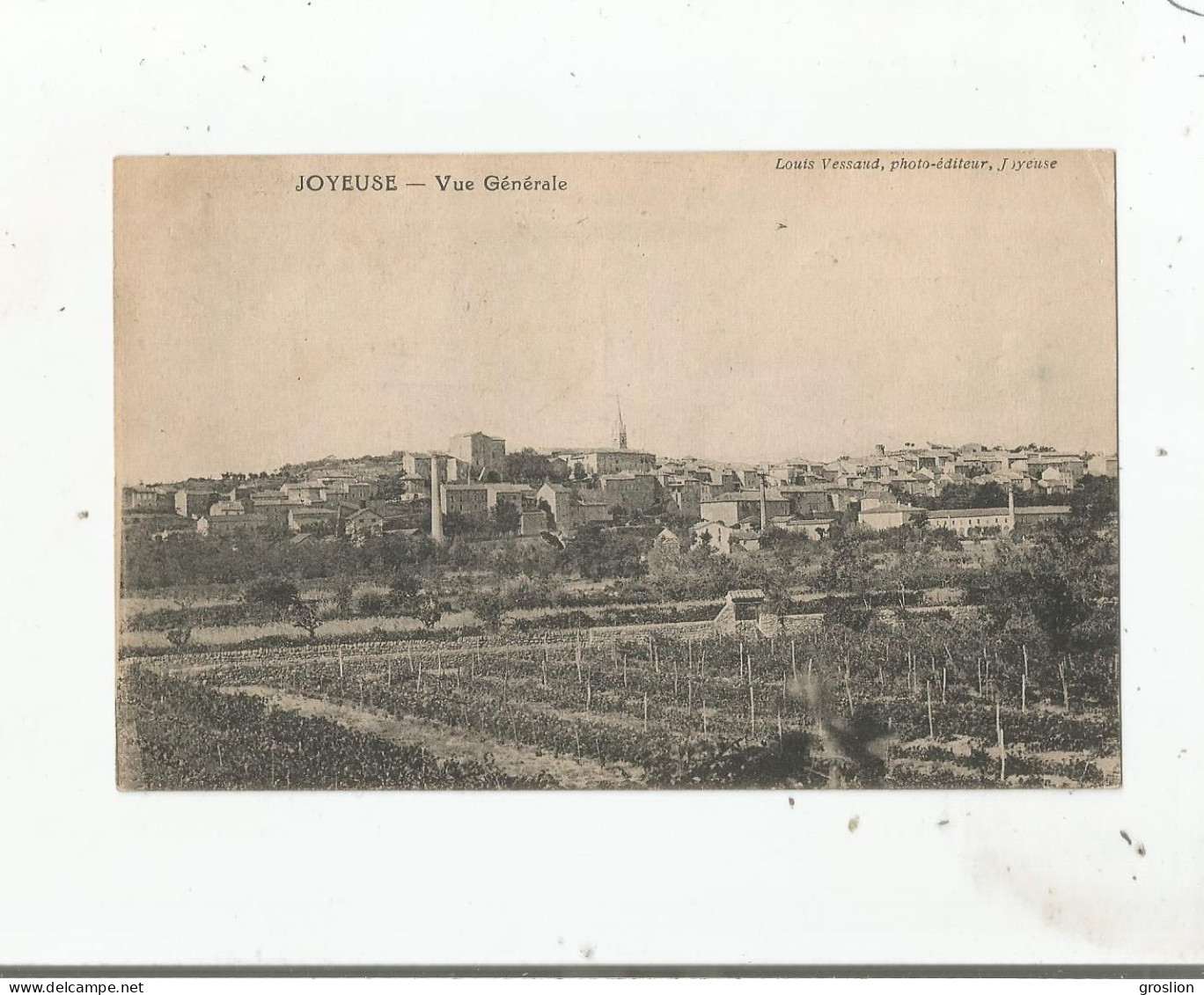 JOYEUSE (ARDECHE) VUE GENERALE (EGLISE ET HABITATIONS) 1924