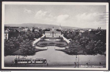 Jugoslavia Jugoslawien 1932 Photokarte  ZAGREB Zagreb Panorame Straßenbahn