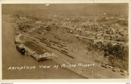 PC CPA CANADA, AEROPLANE VIEW OF PRINCE RUPERT, REAL PHOTO POSTCARD (b6314)