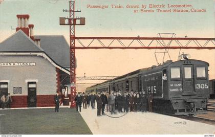 Canada - SARNIA Tunnel Station - Passenger Train, drawn by Electric Locomotive - Voyagé 1911 (2 scans)