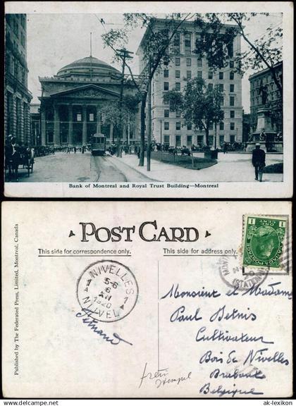 Postcard Montreal Bank of Montreal and Royal Trust Building-Montreal 1920