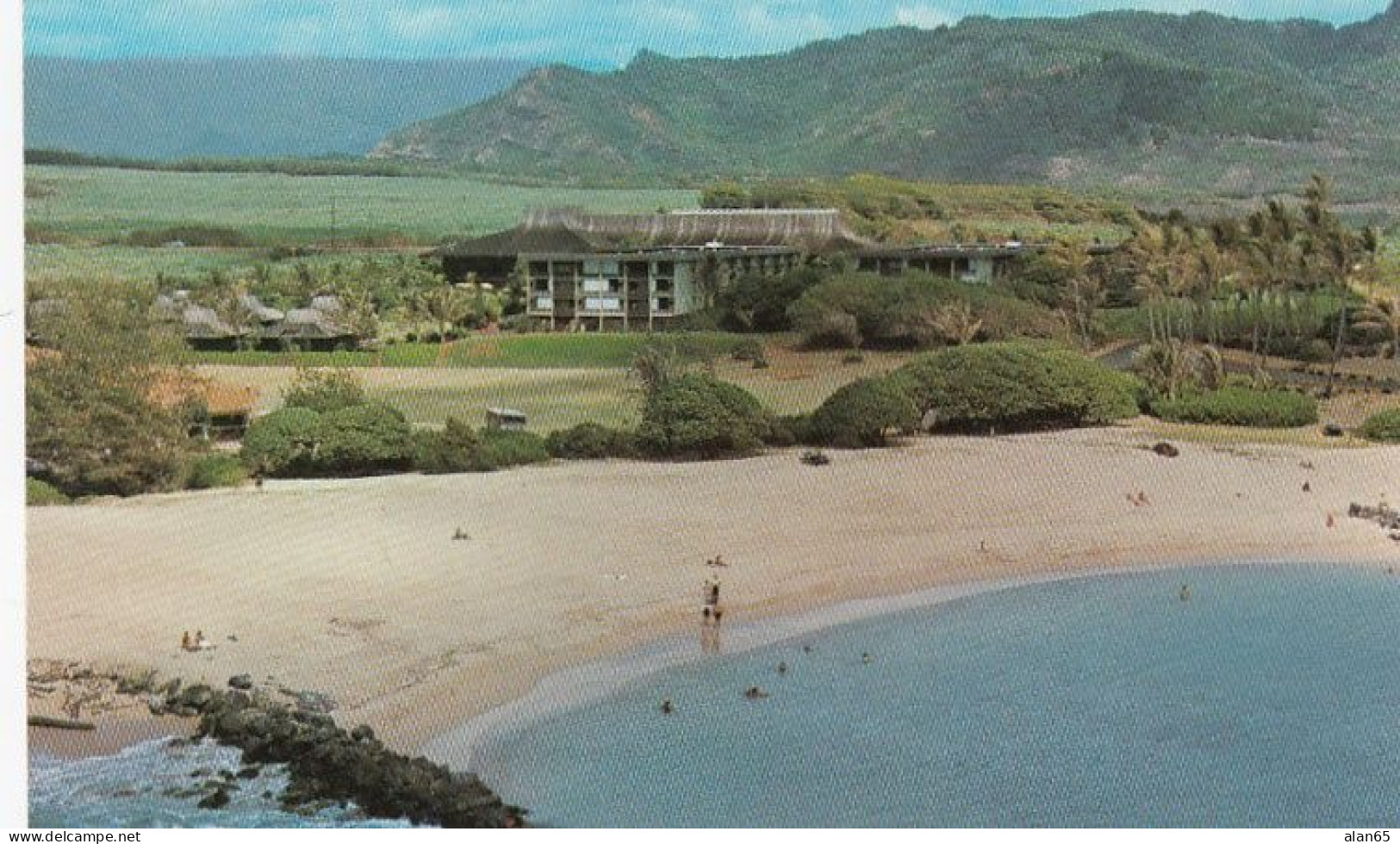 Kauai Resort Hotel, Kauai Hawaii, View of Beach and Hotel, c1970s/80s Vintage Postcard