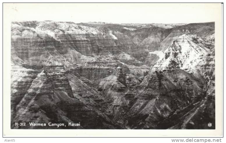 Kaui, HI Hawaii, Waimea Canyon, on c1950s/60s Vintage Real Photo Postcard