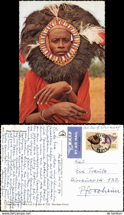 _Allgemein Menschen Typen Kenia: Masai Moran Dancer Native Einheimischer 1974