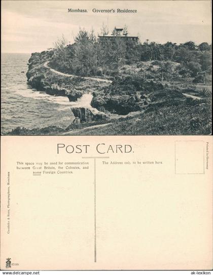 Postcard Mombasa Governor's Residence - Kenia 1911