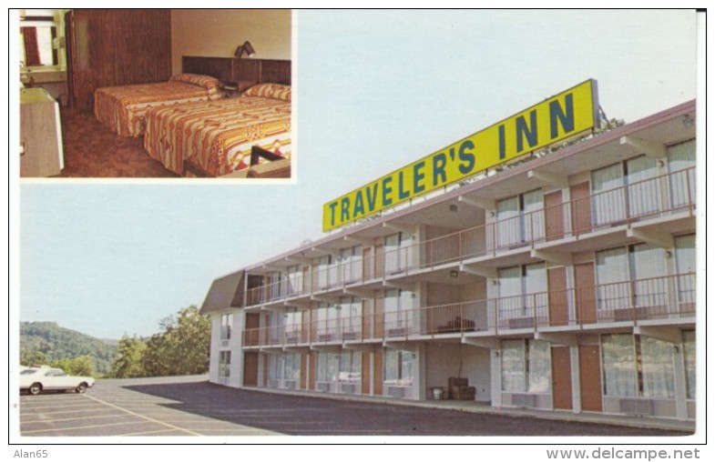 Kingsport TN Tennessee, Traveler's Inn, Room Interior View, Auto, c1970s Vintage Postcard