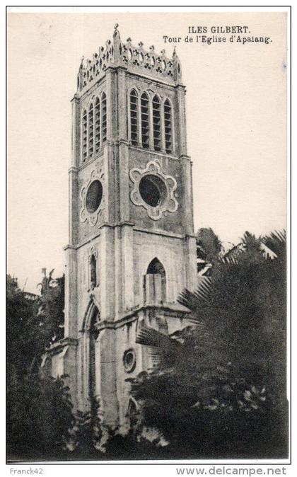 kiribati. iles gilbert. tour de l'eglise d'apaiang