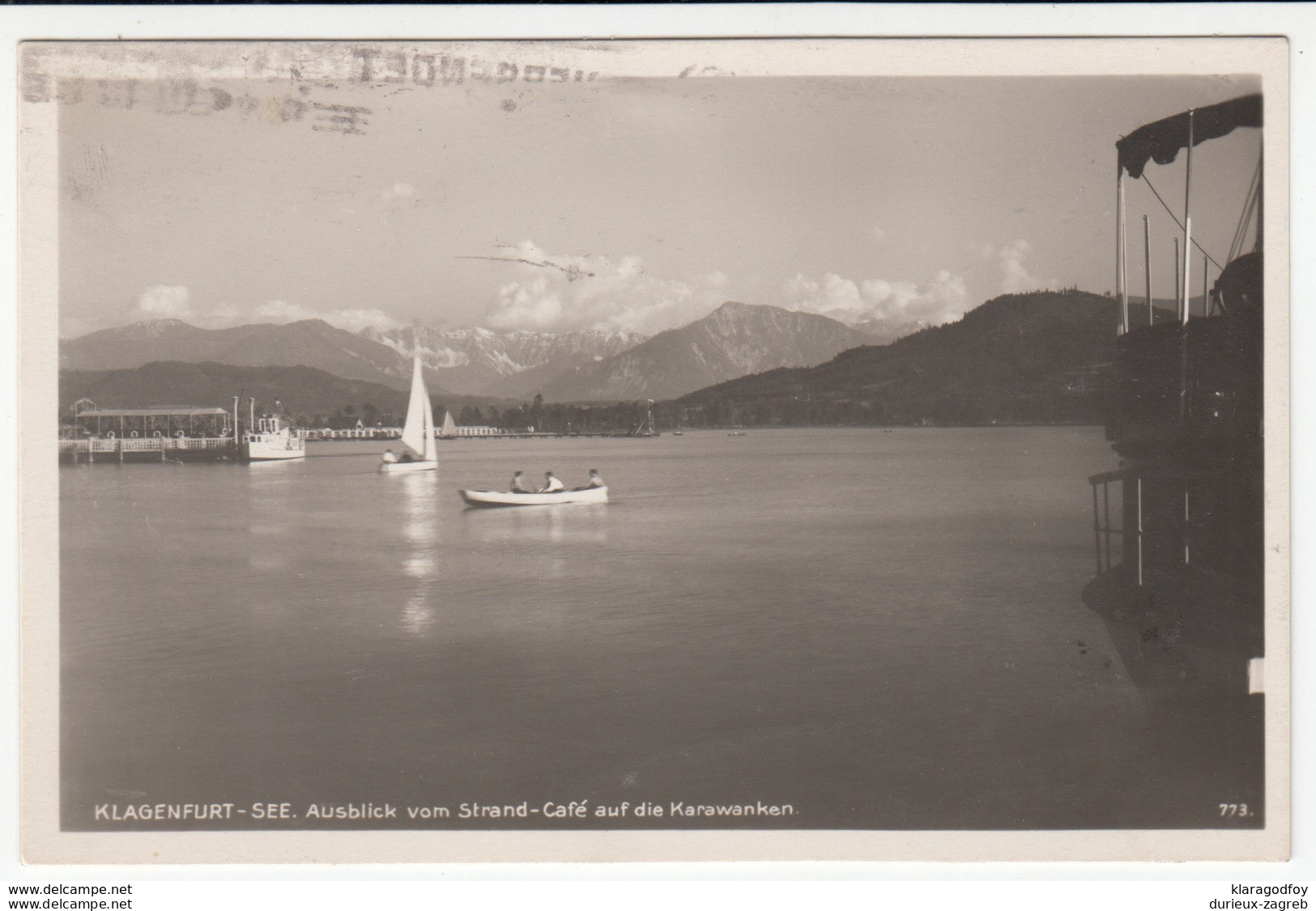 Klagenfurt See, Strand Café postcard travelled 1935 Klagenfurt Pmk b170810