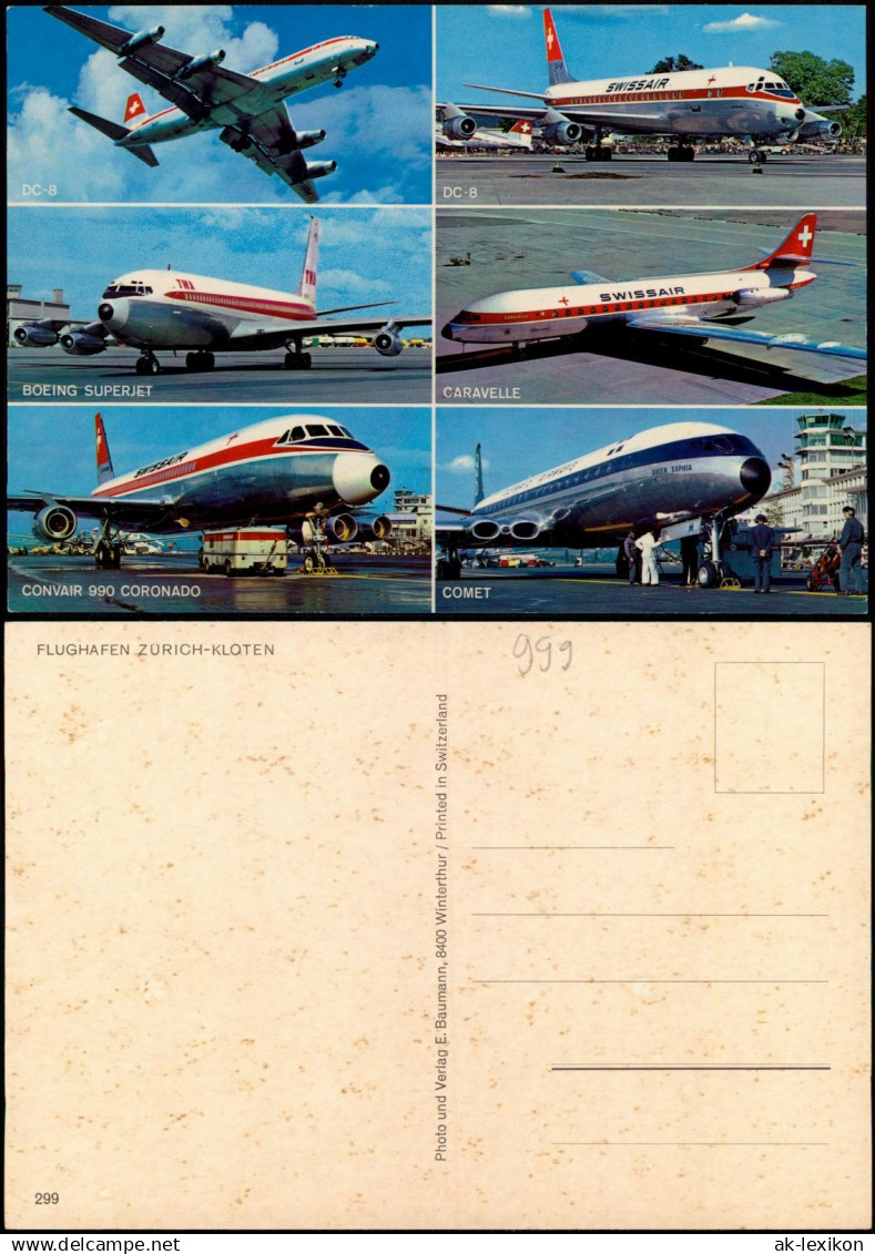 Kloten Zürich-Kloten Flughafen Mehrbildkarte mit Flugzeugen 1970