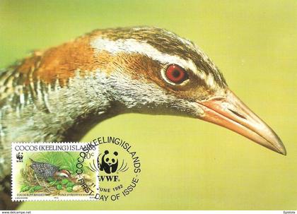 1992 - COCOS KEELING ISLANDS - Cocos Buff Banded Rail - Râle tiklin WWF