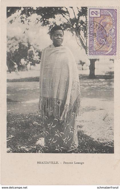 CPA AK Moyen Congo Francais Femme Loanga Native Französisch Kongo Brazzaville Afrique Africa Colonie Colony Timbre Stamp