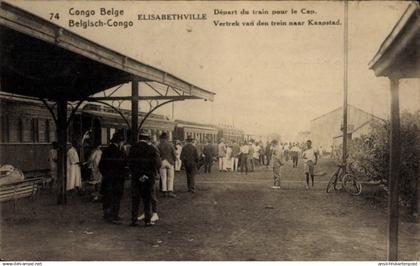 Entier postal CPA Lubumbashi Elisabethville DR Kongo Zaire, Bahnhof, Eisenbahn Abfahrt, Kaapstad