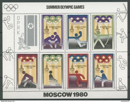 Korea (Nord) 1979 Olympiade Moskau 1890/96 Kleinbogen postfrisch (C30500)