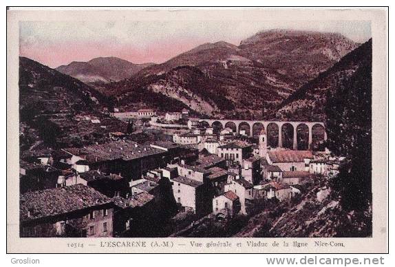 L'ESCARENE (A M ) 10514 VUE GENERALE ET VIADUC DE LA LIGNE NICE -CONI  1933