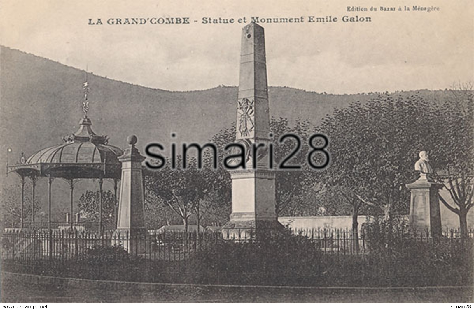 LA GRAND'COMBE - STATUE ET MONUMENT EMILE GALON (KIOSQUE A MUSIQUE)