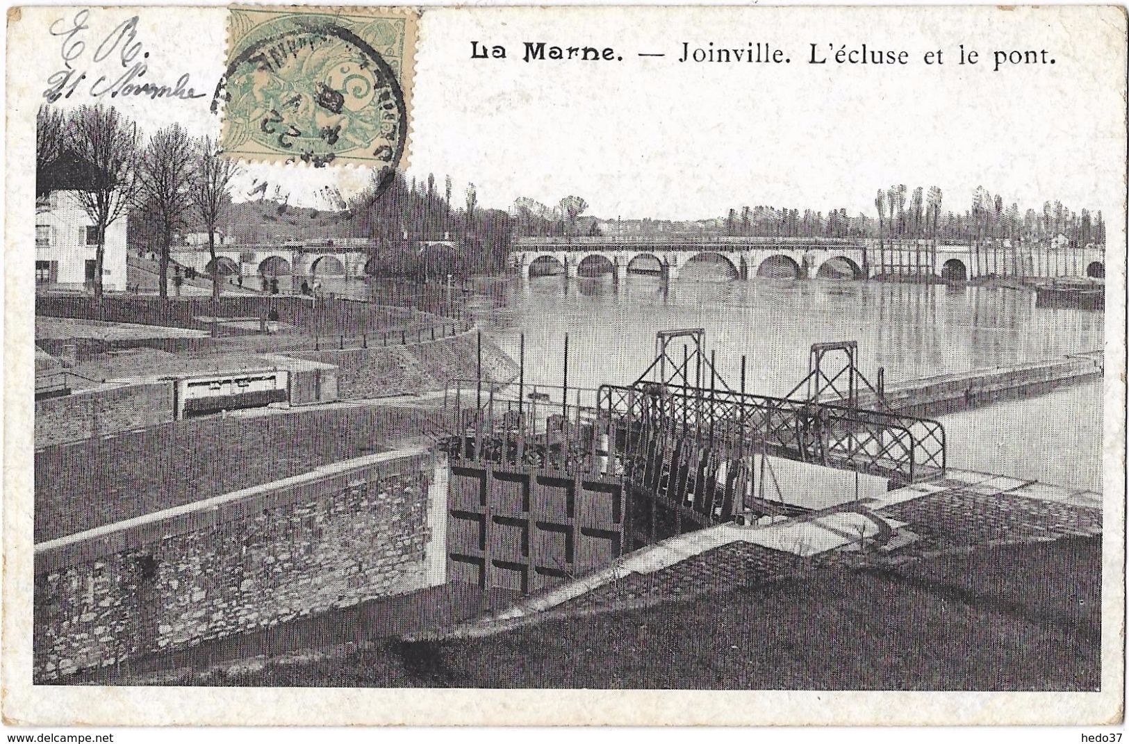 La Marne - Joinville. L'écluse et le pont