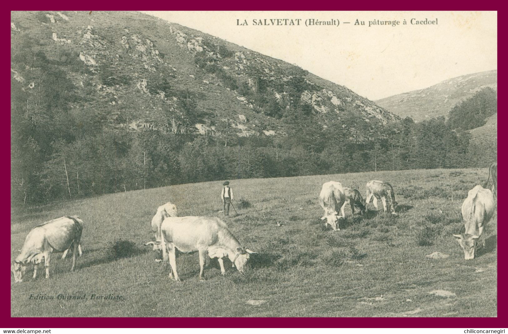 LA SALVETAT - Au Pâturage à Cacdoel - Vaches - Berger - Paysan - Edit. GUIRAUD