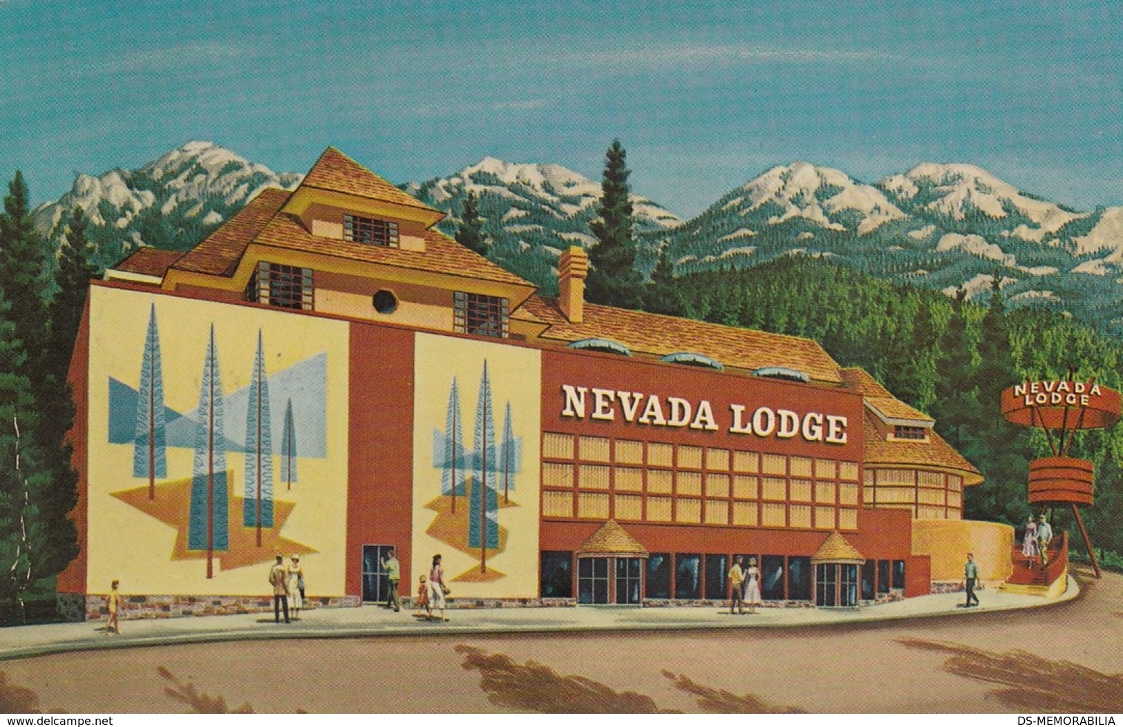 Lake Tahoe Nevada Lodge Postcard 1968