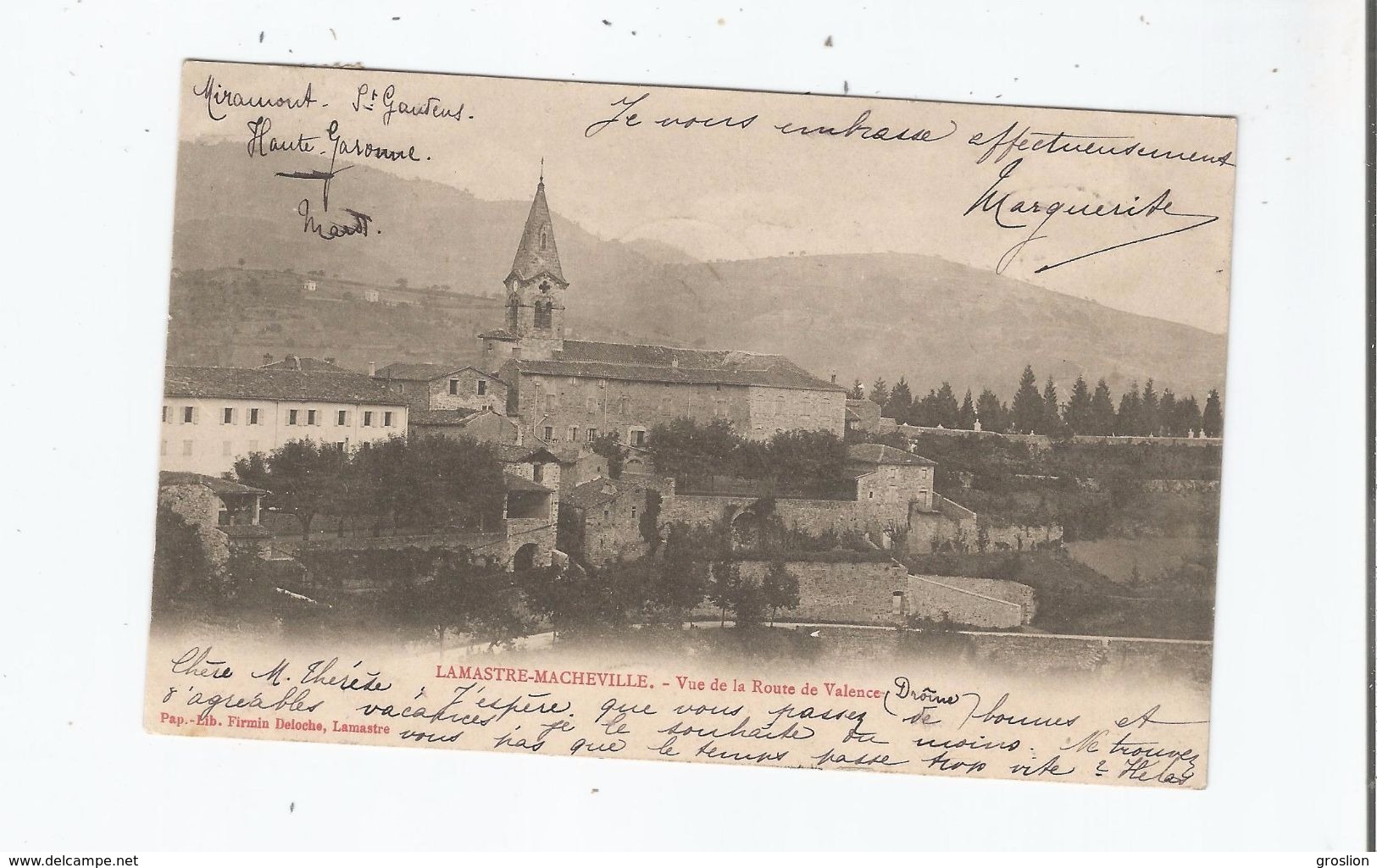 LAMASTRE -MACHEVILLE (ARDECHE) VUE DE LA ROUTE DE VALENCE 1904