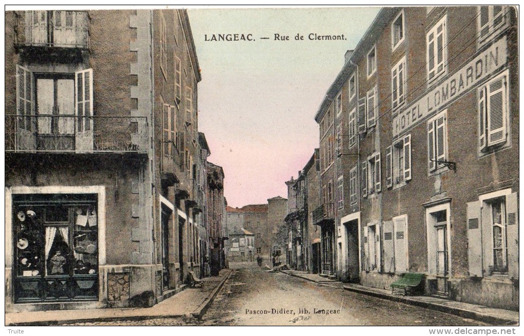 LANGEAC RUE DE CLERMONT  (CARTE COLORISEE)