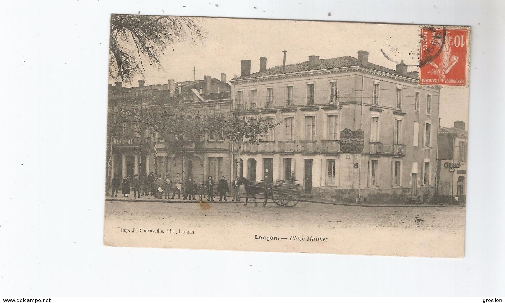 LANGON PLACE MAUBEC (ATTELAGE CHEVAL COIFFEUR ET PETITE ANIMATION) 1904