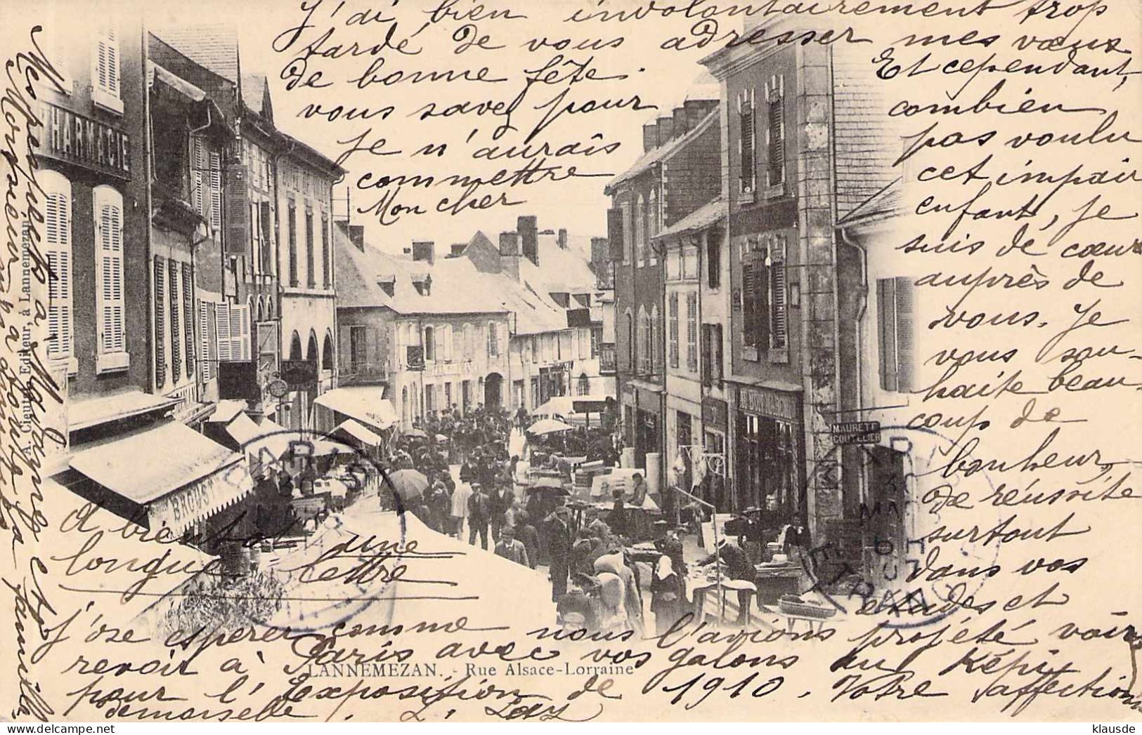 Lannemezan - Rue Alsace-Lorraine gel.1907 AKS