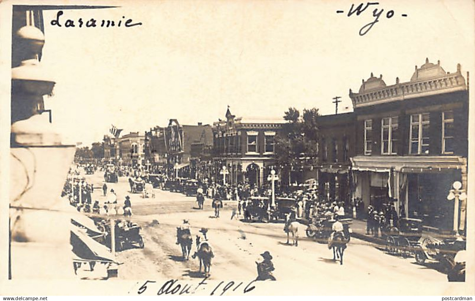 LARAMIE (WY) Main Street - 5th August 1916 - REAL PHOTO