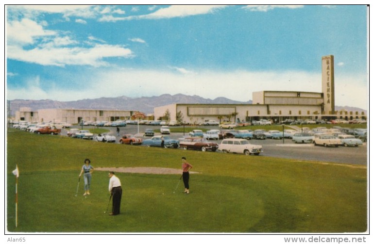 Las Vegas NV Nevada, Hacienda Hotel, Golf Course, Autos c1950s Vintage Postcard