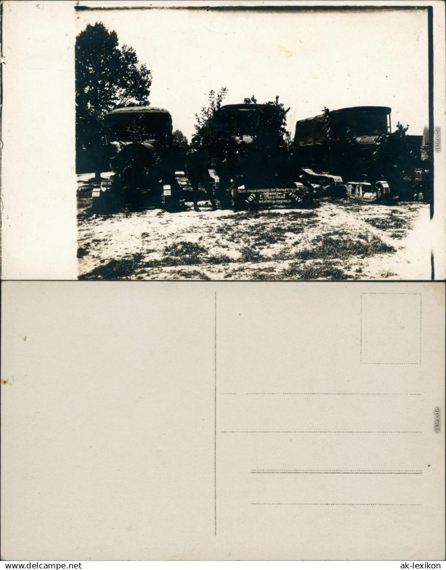 Lastwagen - Pfingsten in der Champagne 1. WK Militaria Privatfotokarte 1917