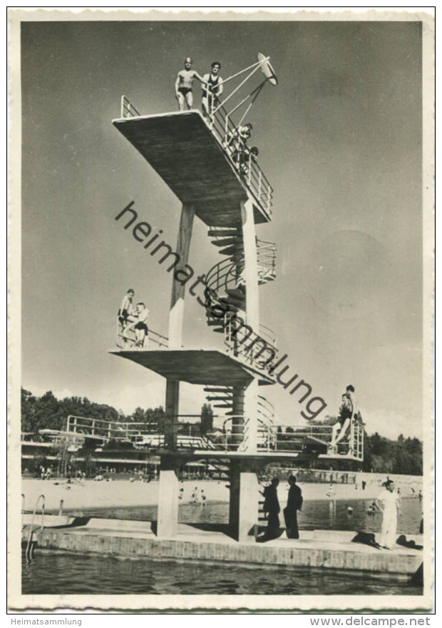 Lausanne - Bellerive-Plage - le Plongeoir - Foto-AK Grossformat gel. 1939