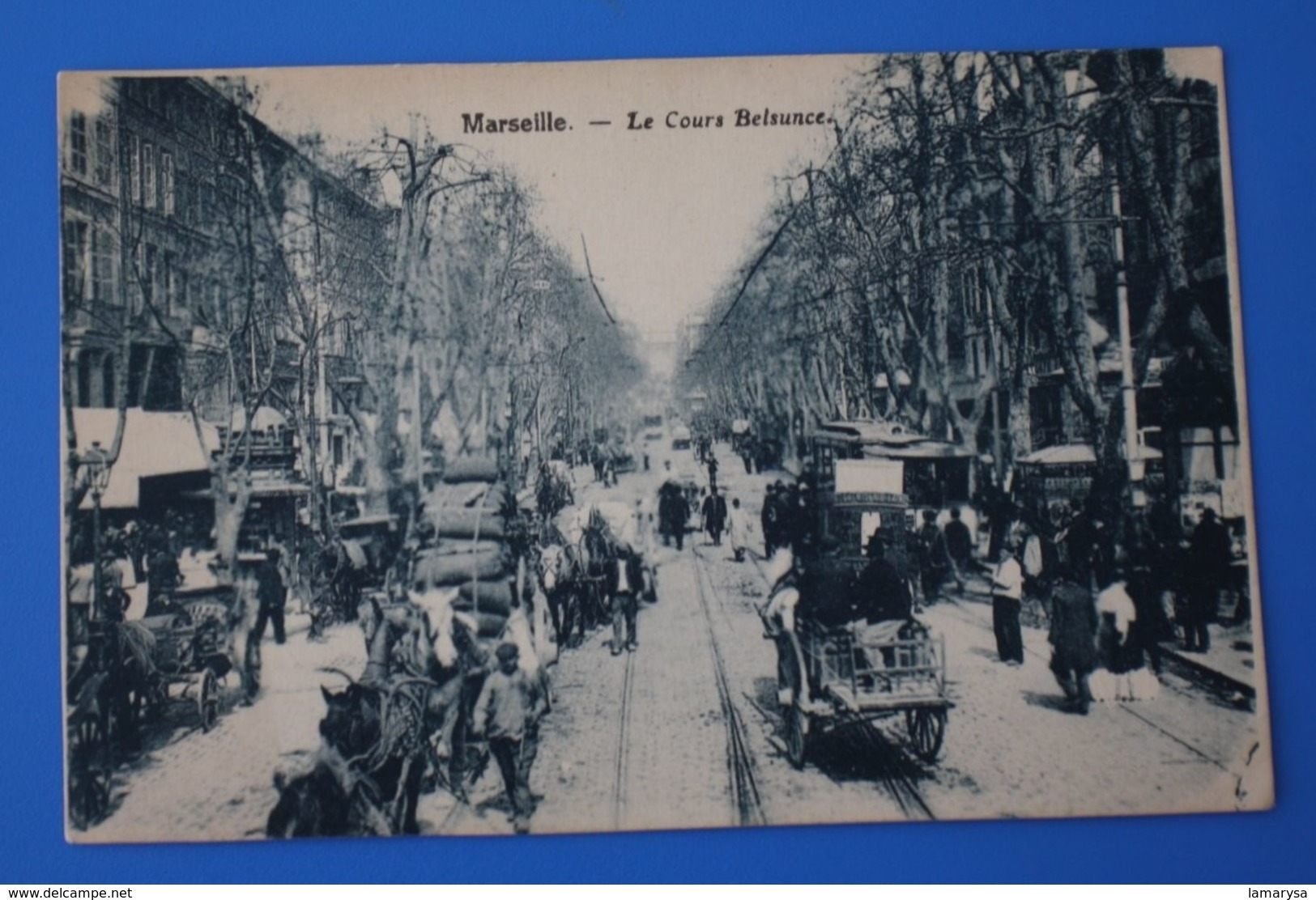 LE COURS BELSUNCE très Animé MARSEILLE CPA-Carte Postale [13] Bouches-du-Rhône-charrettes-carrosses-taxis