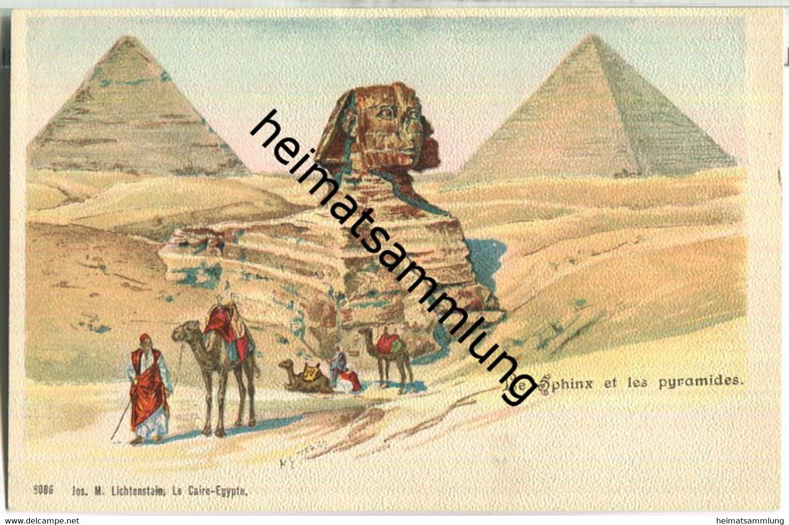 Le sphinx et les pyramides - Verlag Jos. M. Lichtenstein Le Caire ca. 1895