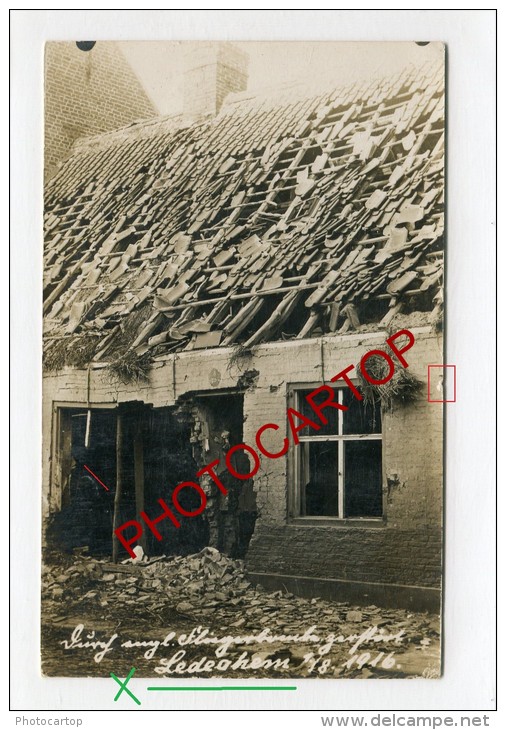 LEDEGEM-attaque Aerienne-Destructions-Carte Photo allemande-Guerre 14-18-1WK-BELGIQUE-BELGIEN-Flandern-