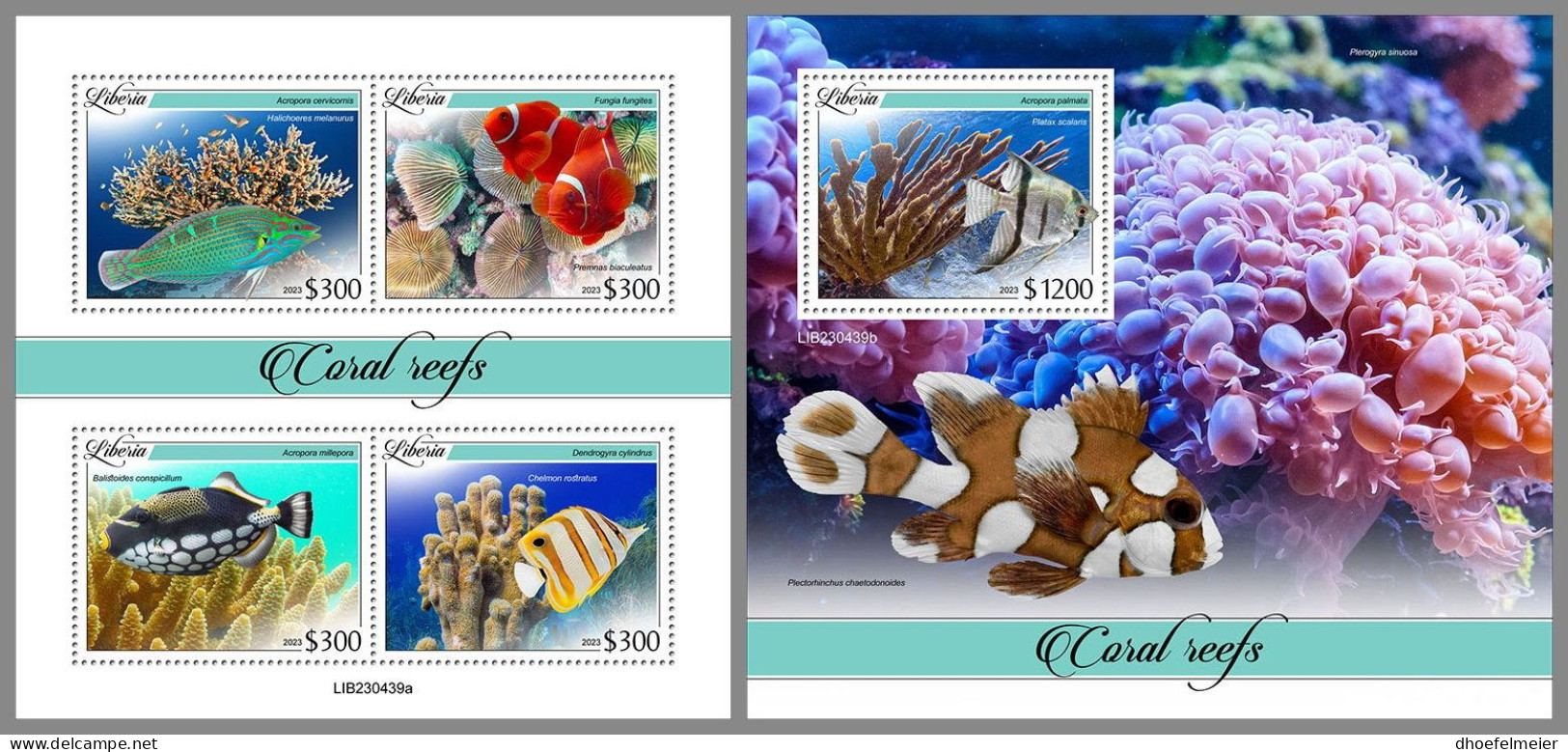 LIBERIA 2023 MNH Coral Reefs Korallenriffe M/S+S/S – OFFICIAL ISSUE – DHQ2413