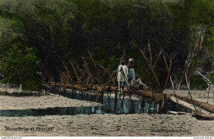 Liberia, Monrovia, Baumstammbrücke, um 1910/20