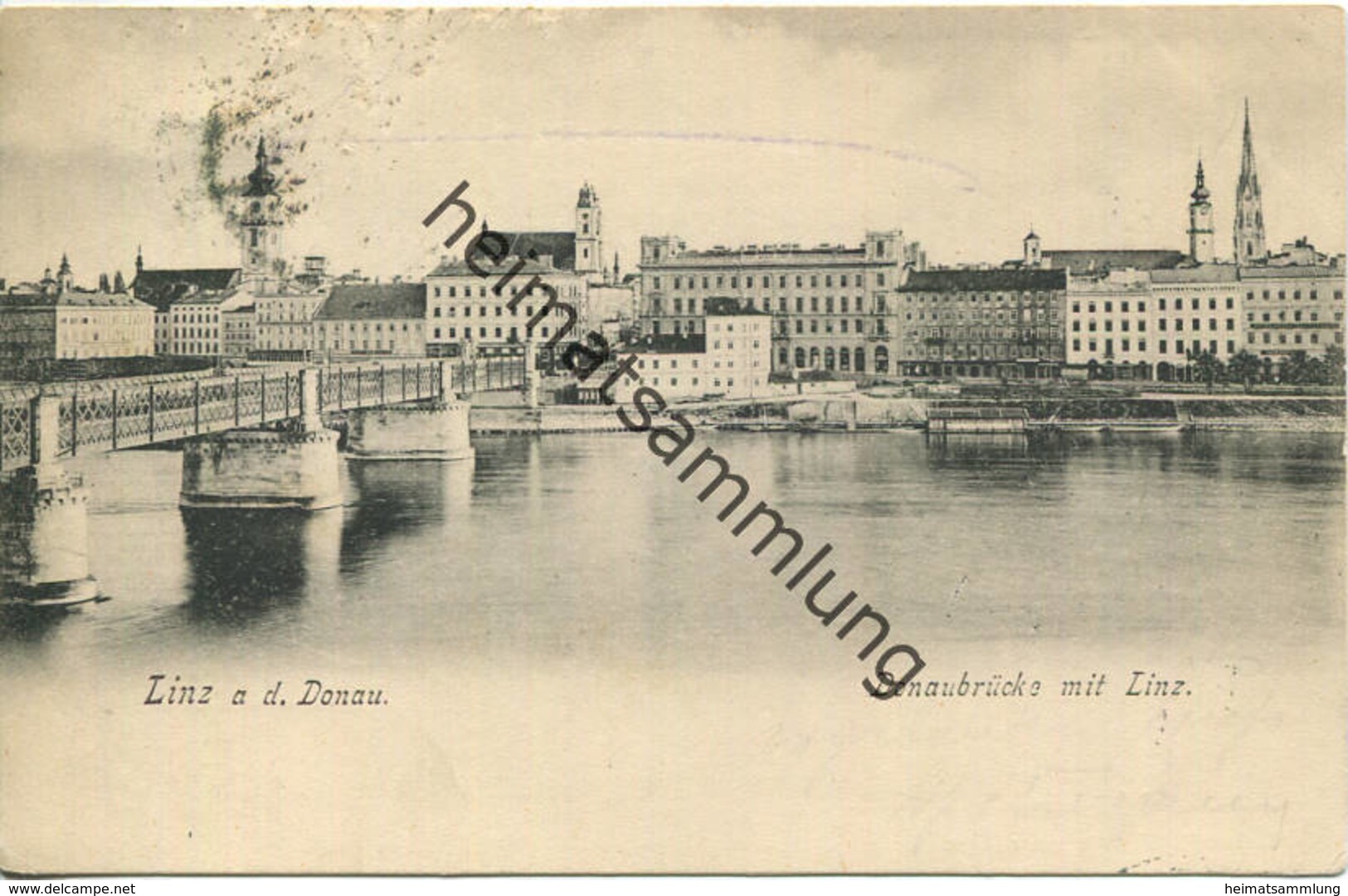 Linz - Donaubrücke - Verlag F. W. Schrinner Linz - gel. 1905