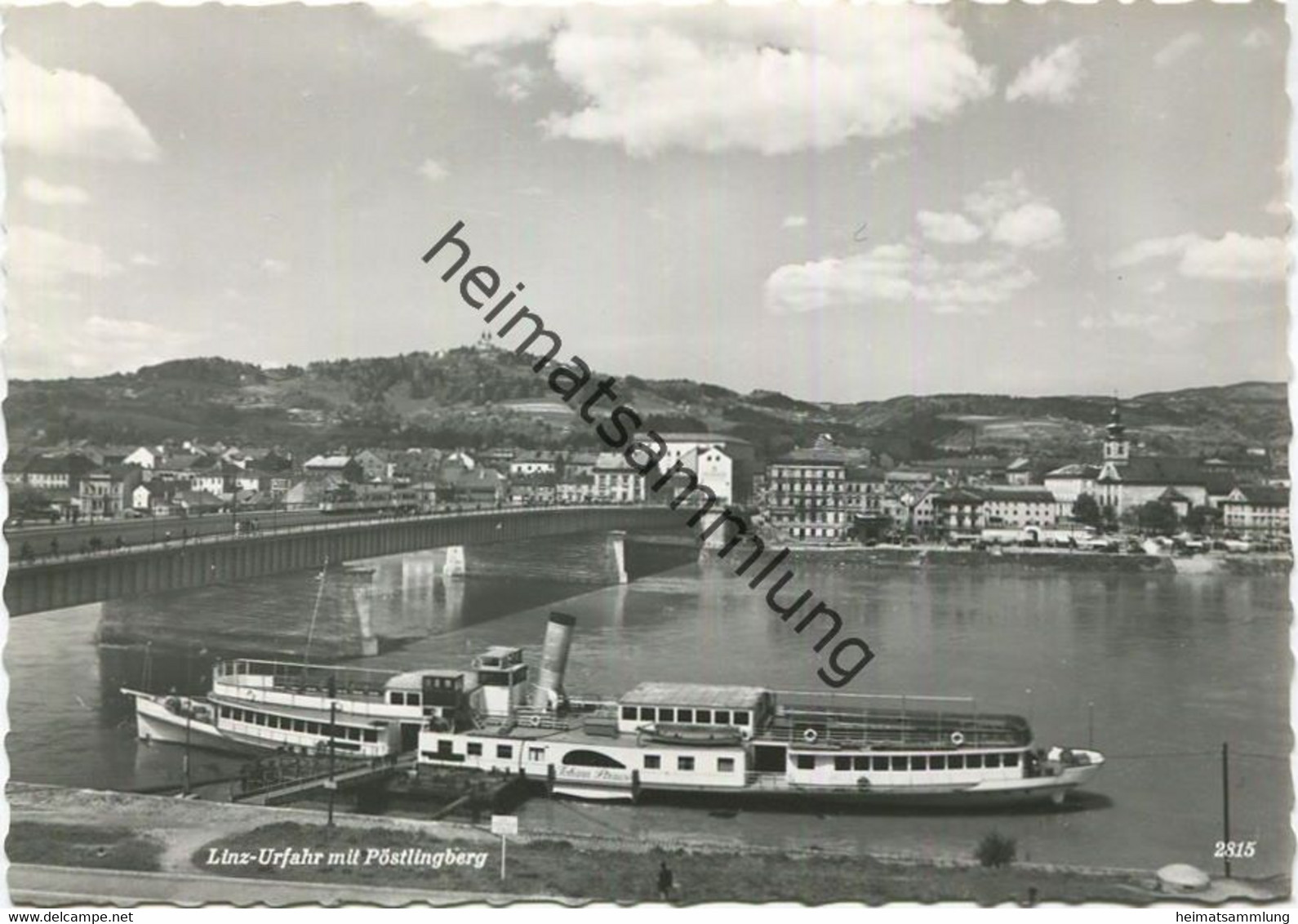 Linz-Urfahr mit Pöstlingberg - Dampfer Johann Strauss - Foto-AK Grossformat - Verlag J. Leitenmüller Linz