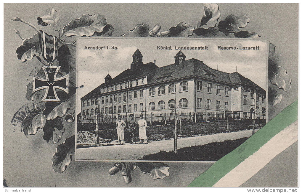 Litho AK Arnsdorf Landesanstalt Lazarett Militaria bei Radeberg Dresden Langebrück Rossendorf Stolpen Pirna Wilschdorf