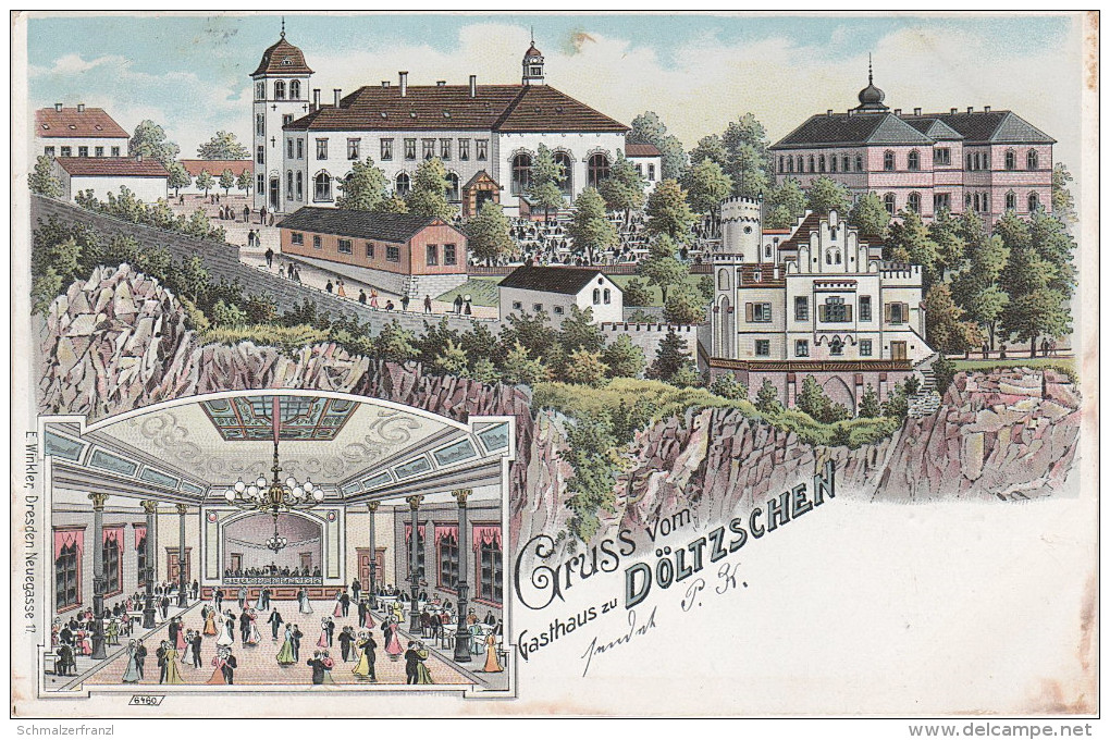 Litho AK Freital Gasthof Dölzschen Begerburg Plauenscher Grund bei Dresden Plauen Coschütz Pesterwitz Potschappel Deuben