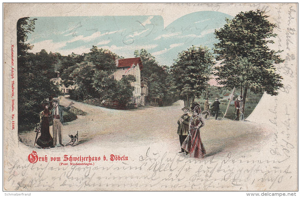 Litho AK Gruss Gasthof Schweizerhaus Niederstriegis bei Döbeln Mahlitzsch Striegis Rosswein Nossen Ziegra Waldheim