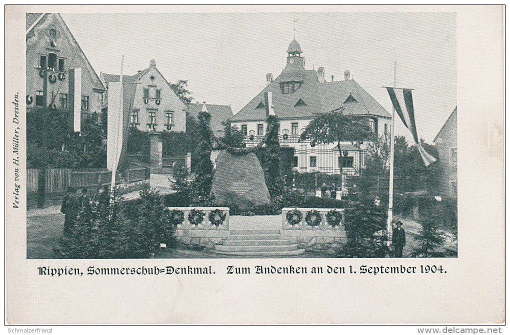 Litho AK Rippien Einweihung Sommerschuh Denkmal 1904 a Dresden Bannewitz Goppeln Nöthnitz Golberode Possendorf Hainichen