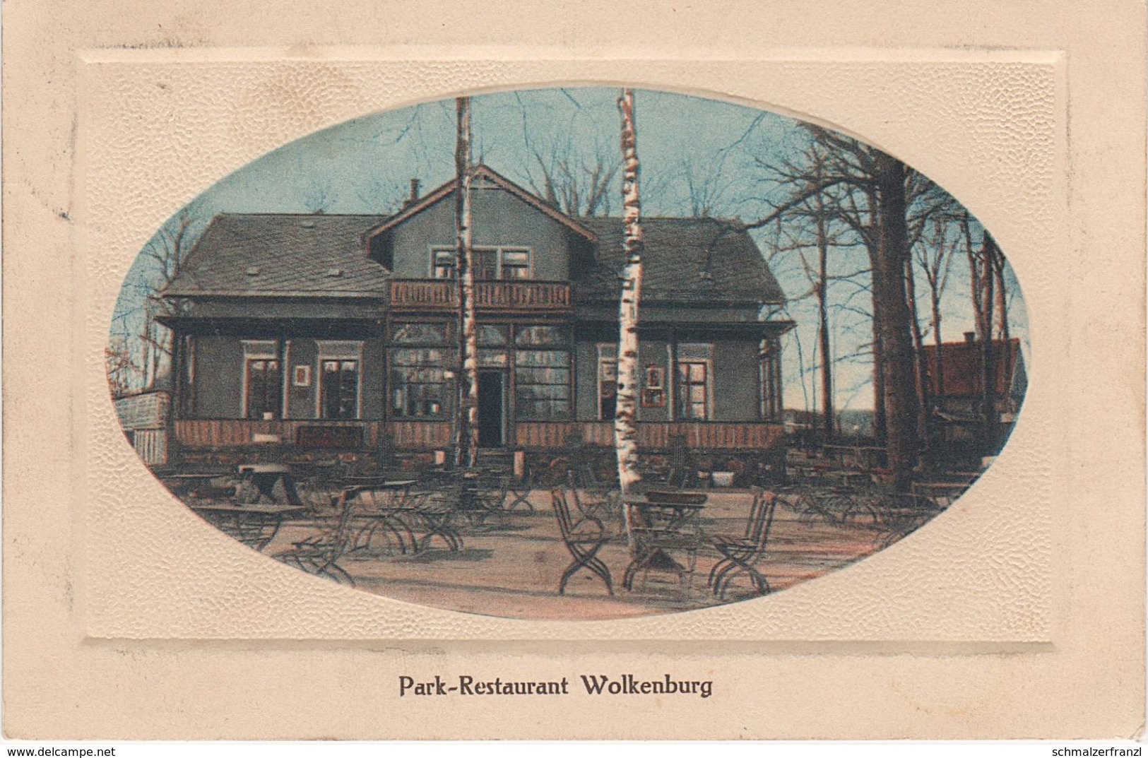 Litho Passepartout AK Wolkenburg Park Restaurant Gasthof bei Limbach Kaufungen Penig Waldenburg Uhlsdorf Neue Heimat