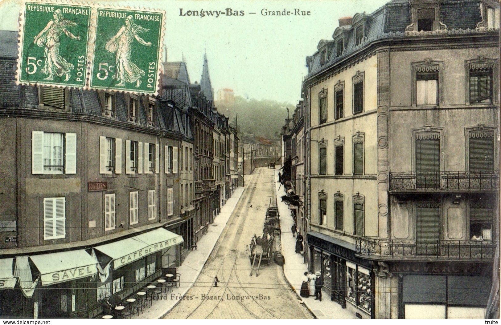 LONGWY LONGWY-BAS GRANDE RUE (CARTE GLACEE ET COLORISEE)