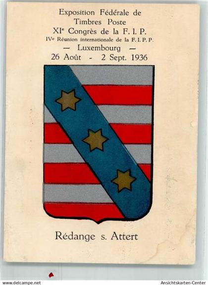 13282942 - Exposition Federale de Timbres Poste XI Congres de la F.I.P. Luxembourg Redange s. Attert Wappen 1936