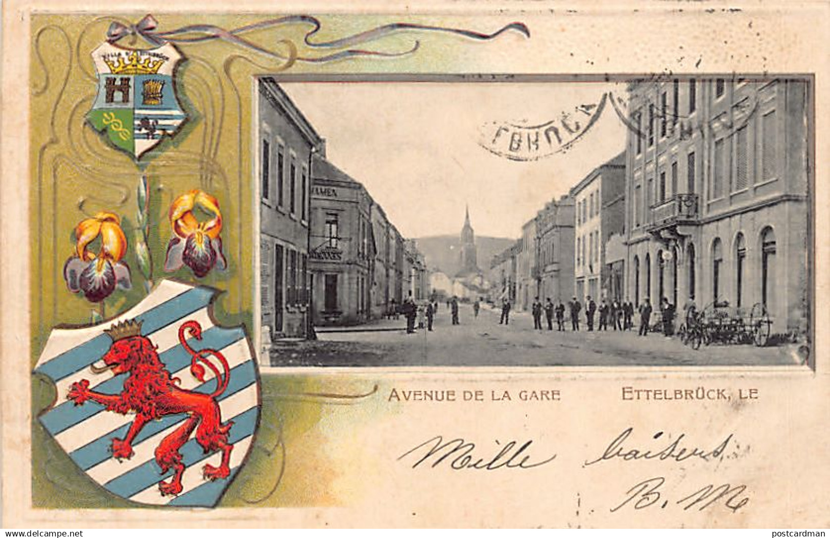 Luxembourg - ETTELBRÜCK - Avenue de la Gare - Carte gaufrée - Armoiries - Ed. Chr. Ktantz 1328