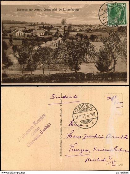 Postcard Rédange sur Attert Granduché de Luxembourg 1931