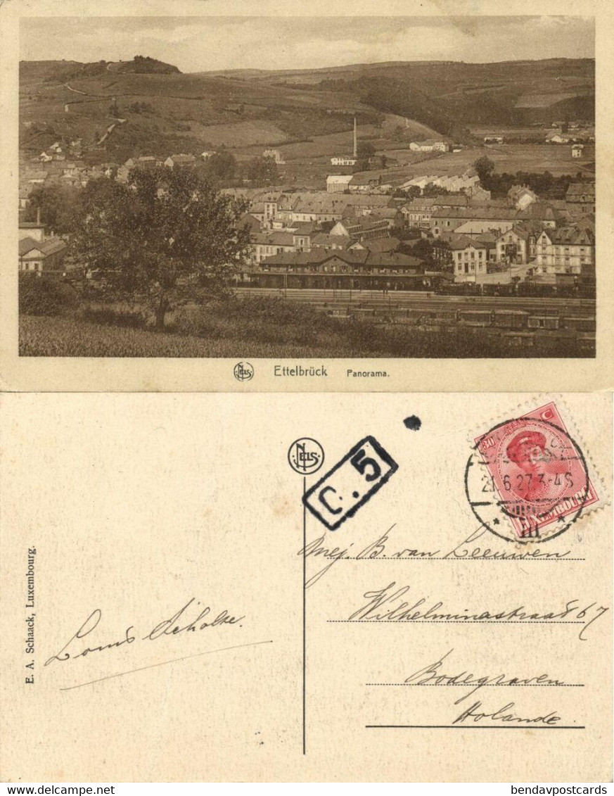 luxemburg, ETTELBRÜCK, Panorama, Railway Station (1927) Postcard