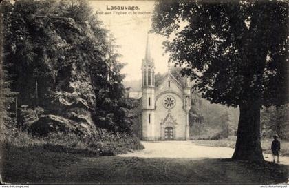 CPA Lasauvage Differdange Differdingen Luxemburg, Kirche, Felsen